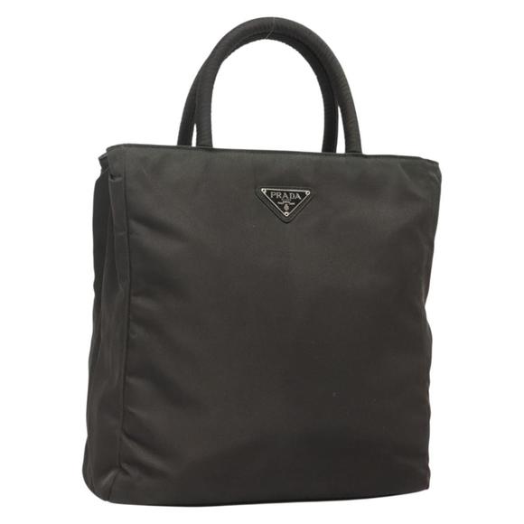PRADA Hand Bag Nylon Brown Silver Auth bs27855 - Picture 1 of 16